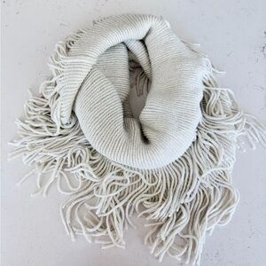 Fringed Knit Scarf in Cream
